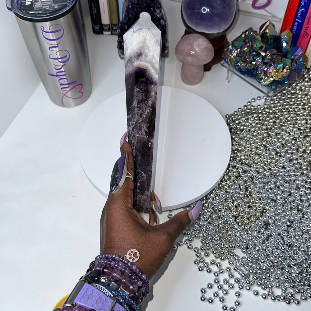 SOLD! Chevron Amethyst Wand - 13 1/8 inches - CHAMYWND1318-001 - Picture 8 of 8